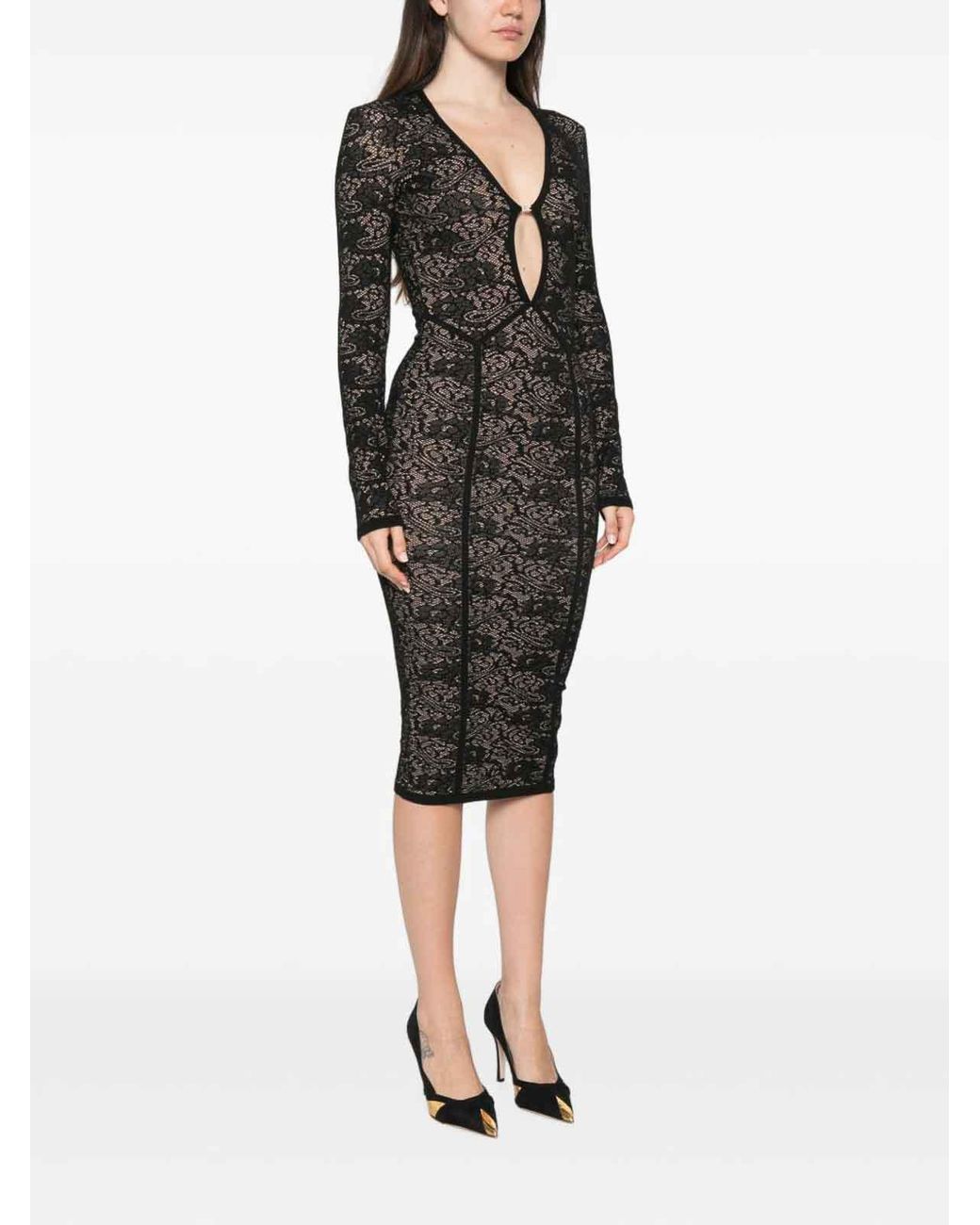 Elisabetta Franchi Black Elegant Lace Dress