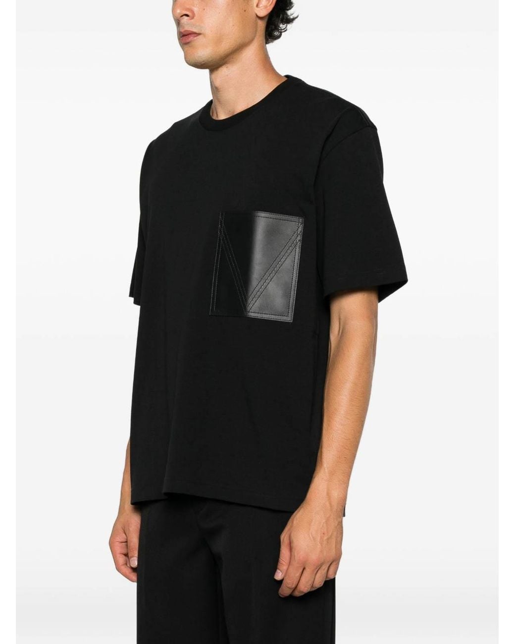 Bottega Veneta Black Cotton Pocket T-Shirt for men