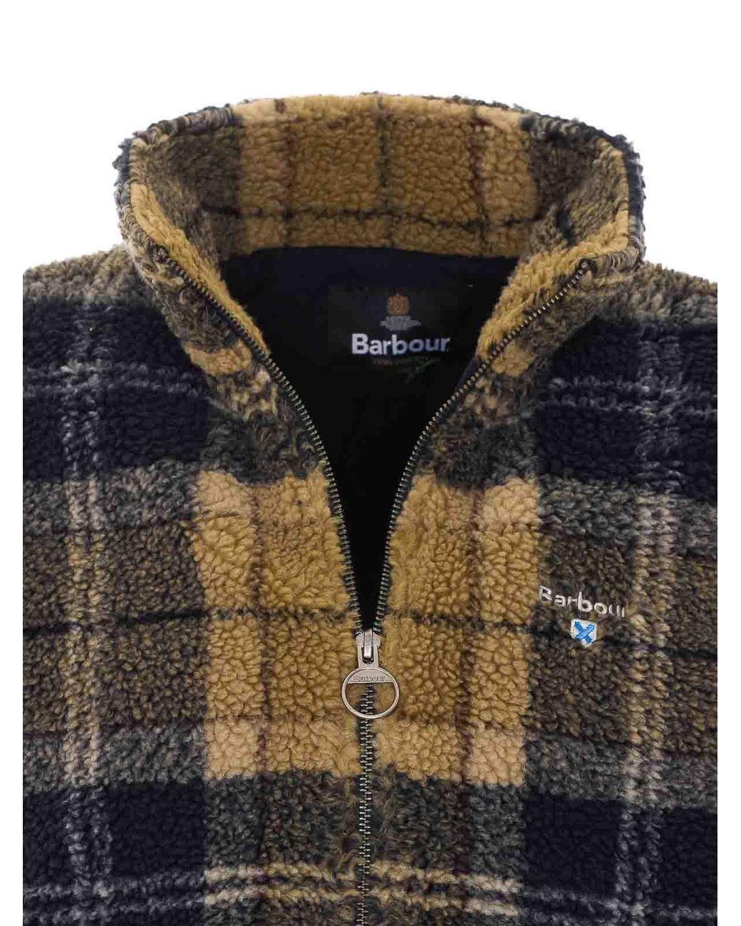 Barbour Black Tartan Fleece Zip Jacket for men