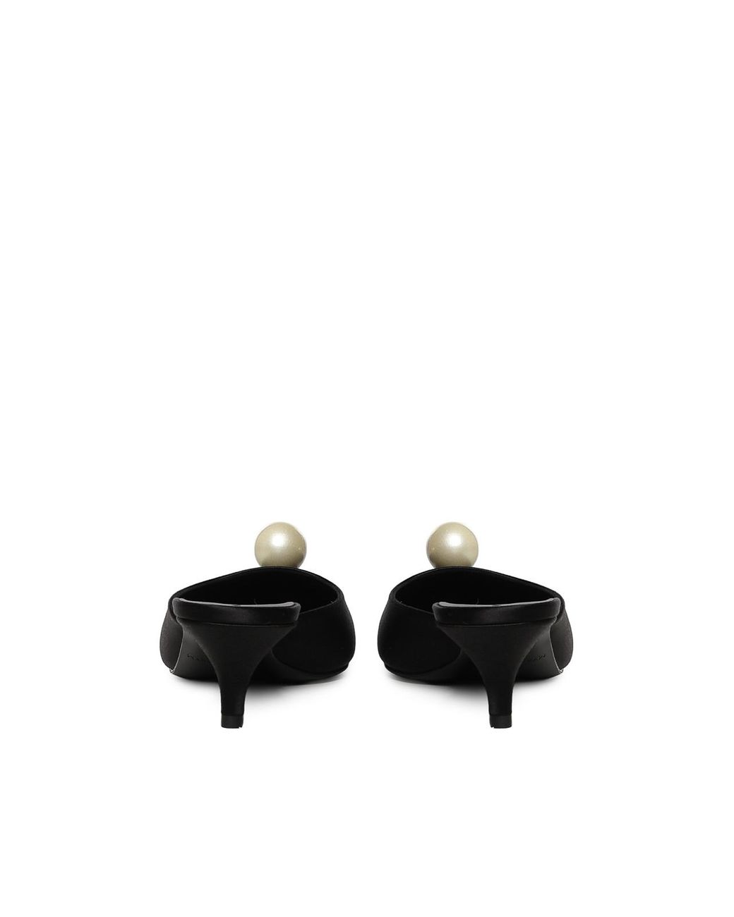 Magda Butrym Black Satin Mules With Pearls