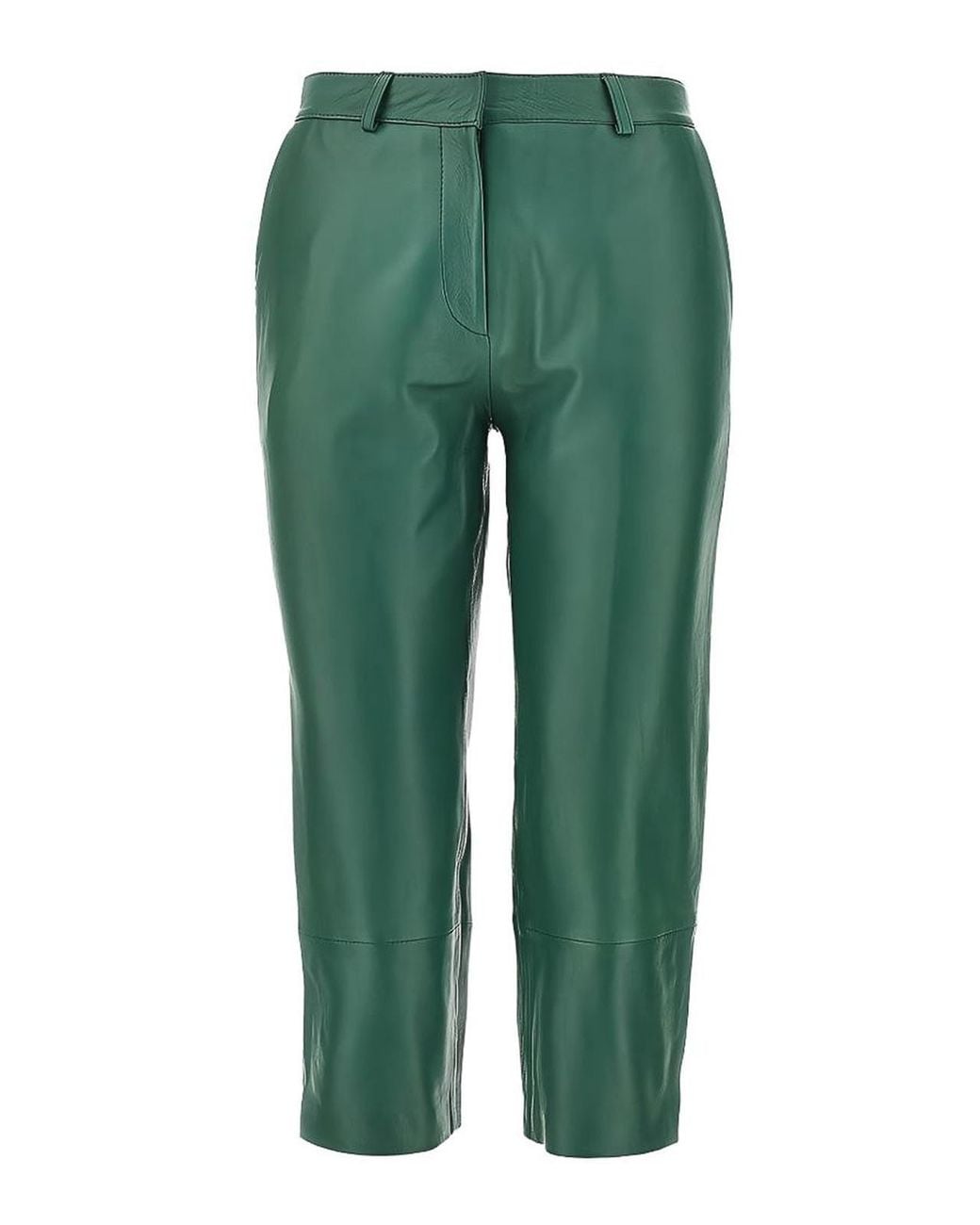 Frankie Shop Green Lior Leather Capri Pants