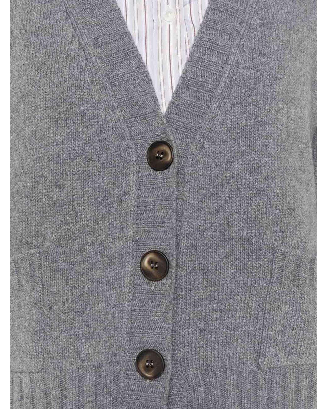 Base London Gray Wool V-Necked Cardigan