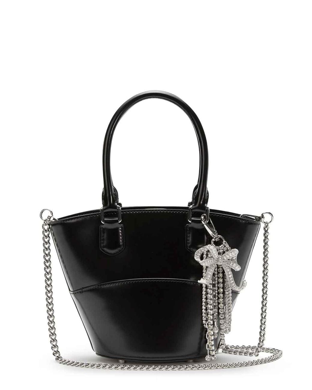 Self-Portrait Black Leather Shoulder Bag With Charms