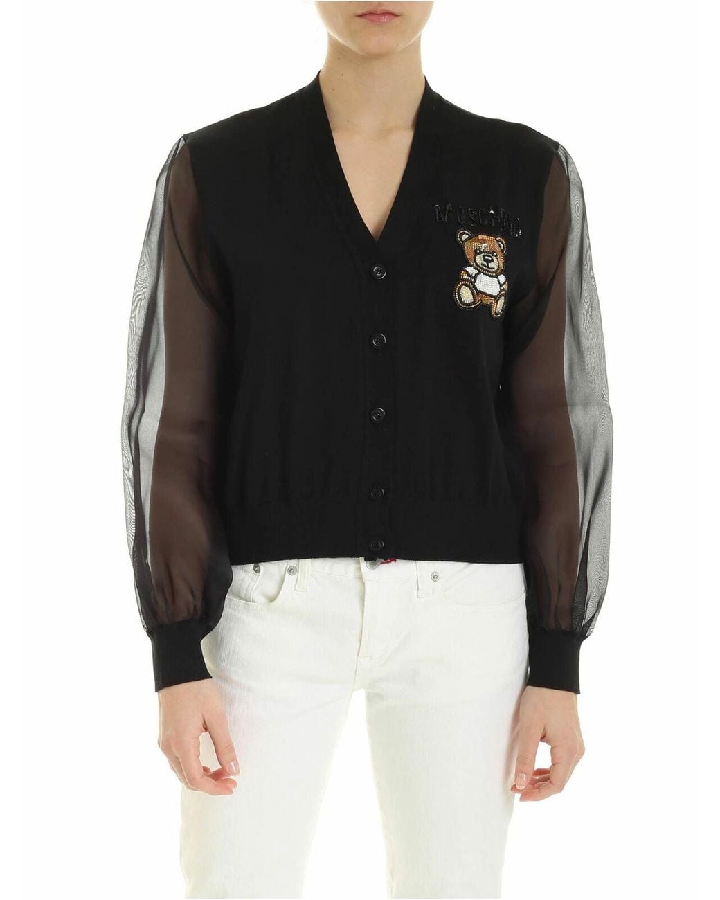 Moschino Black Teddy Embroidery Cardigan