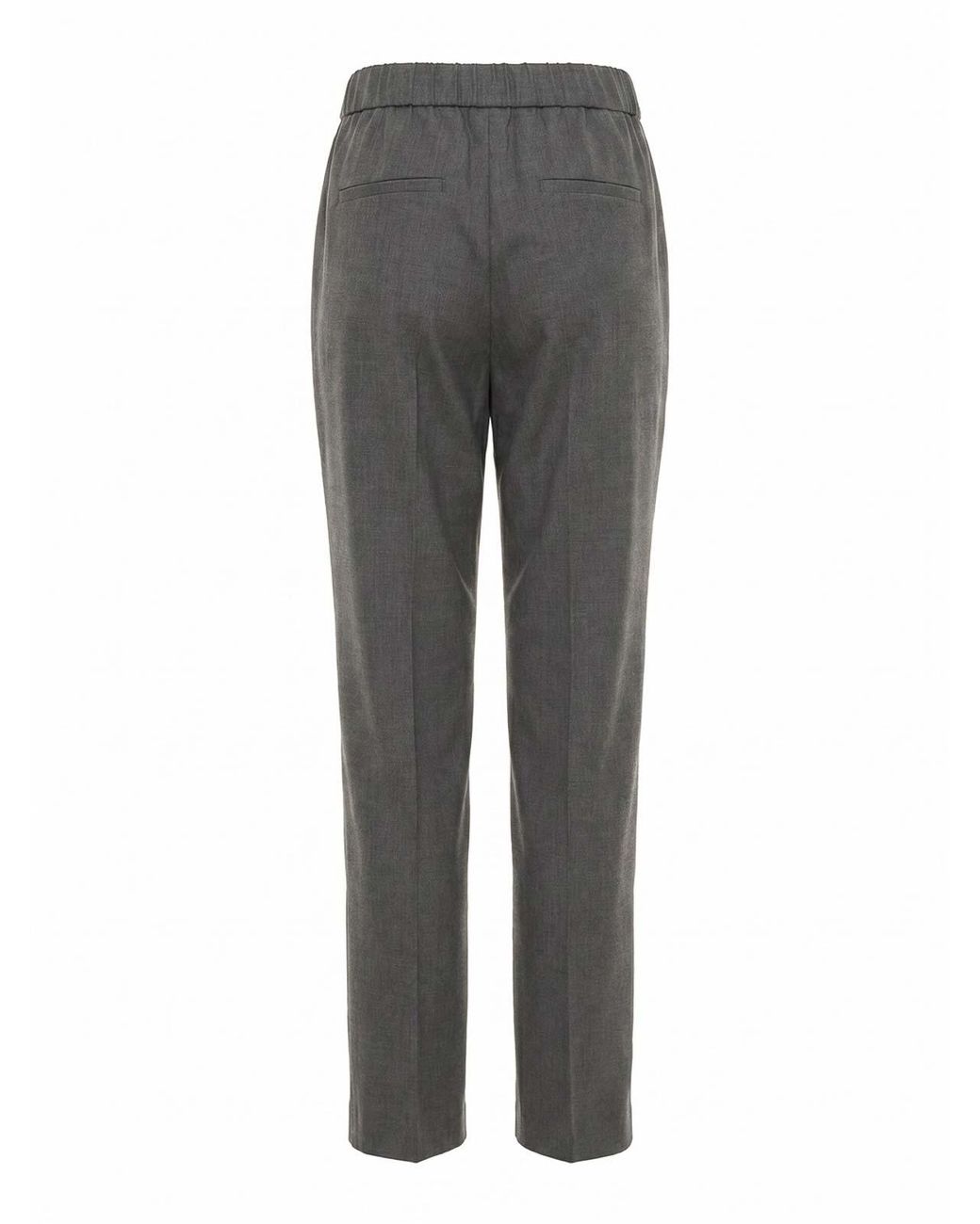 Peserico Gray Elasticated-Waistband Pressed-Crease Trousers
