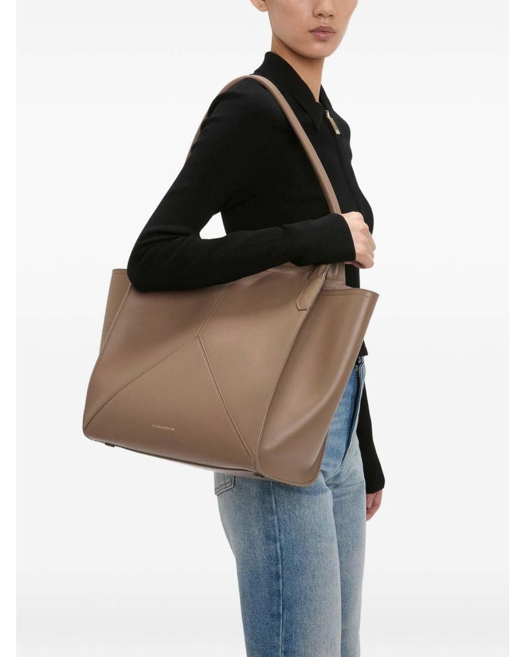 Victoria Beckham Brown Victoria Dove Smooth Leather Tote Bag