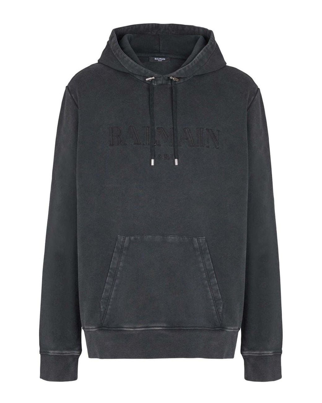 Balmain Black Vintage Embroidered Hoodie for men
