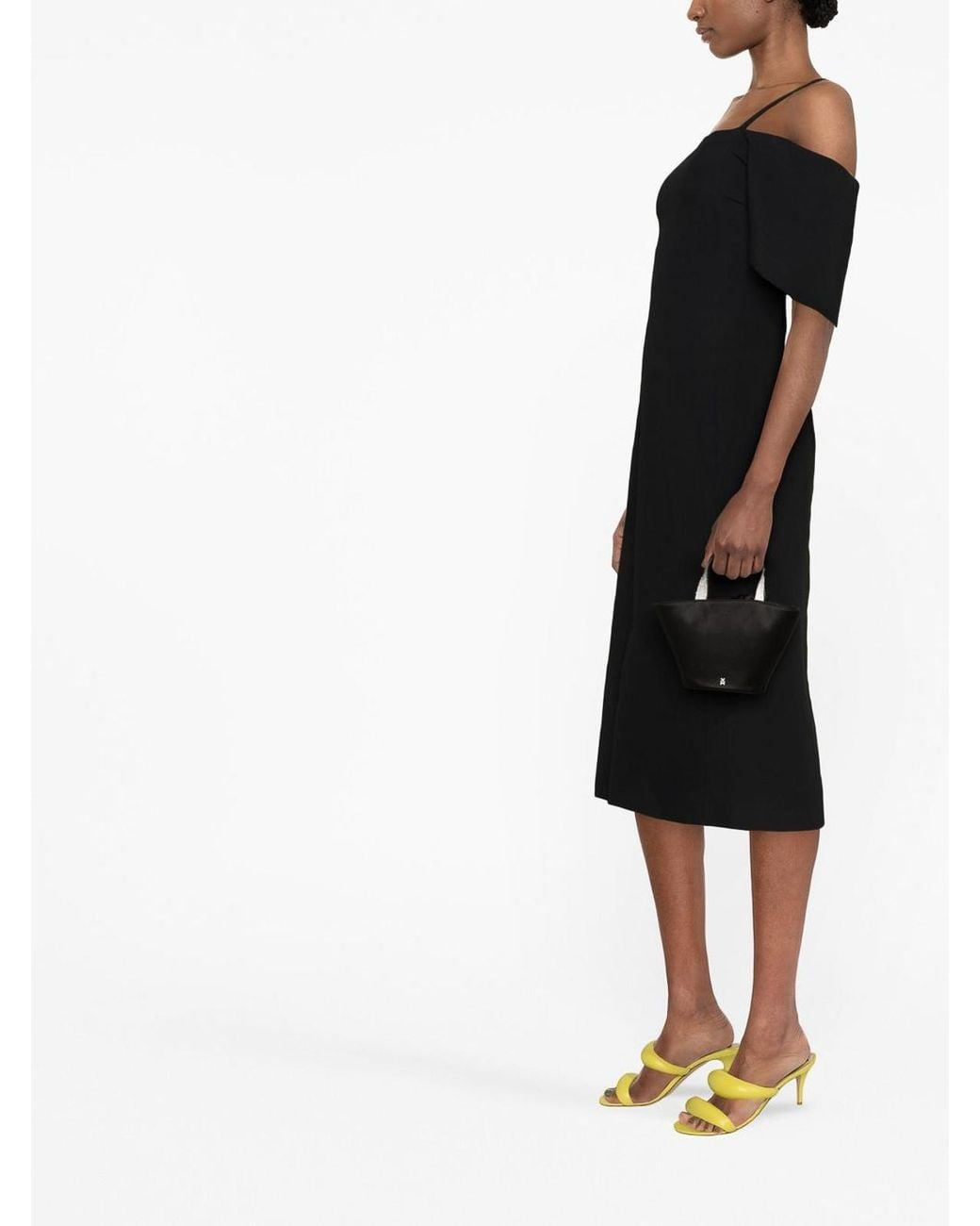 Victoria Beckham Black Off-Shoulder Midi Dress