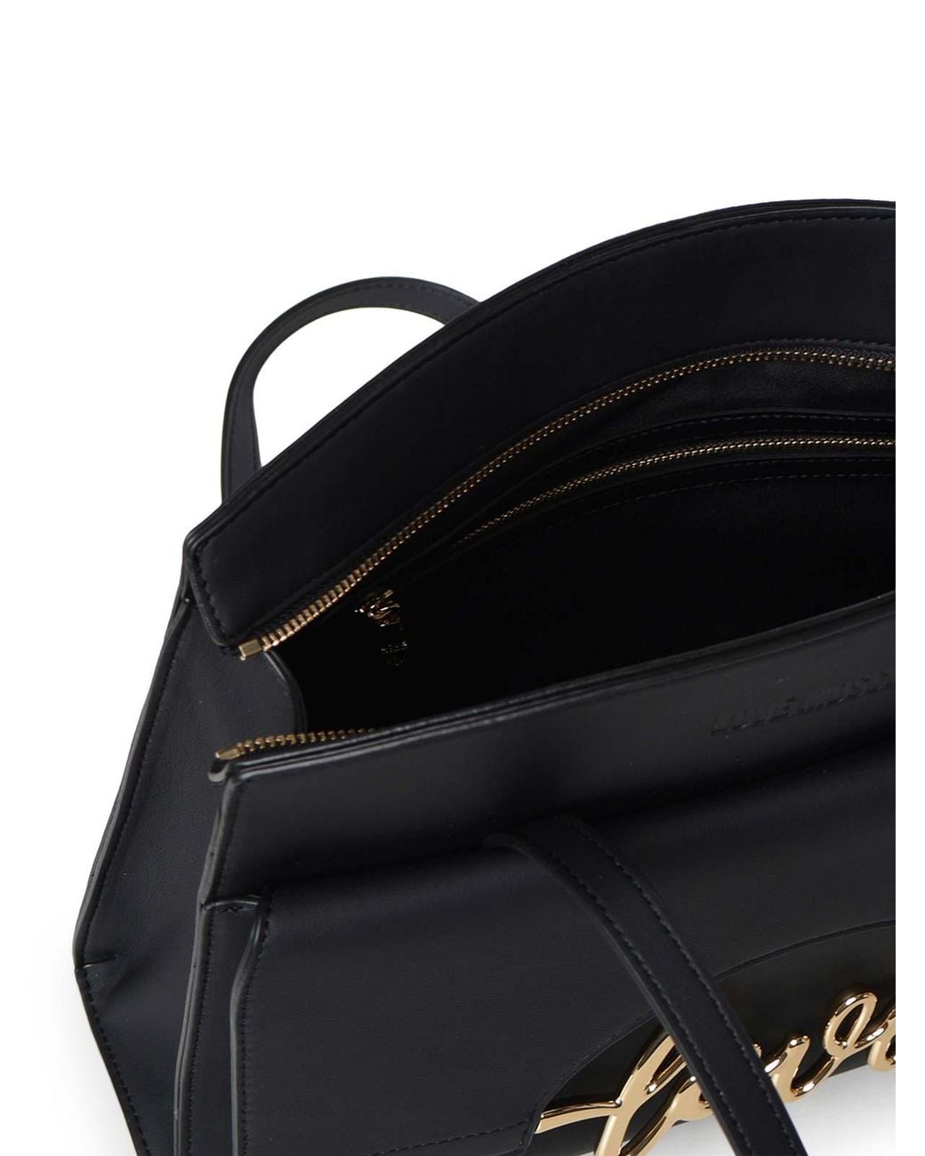Love Moschino Black Shoulder Bag With Logo Writing