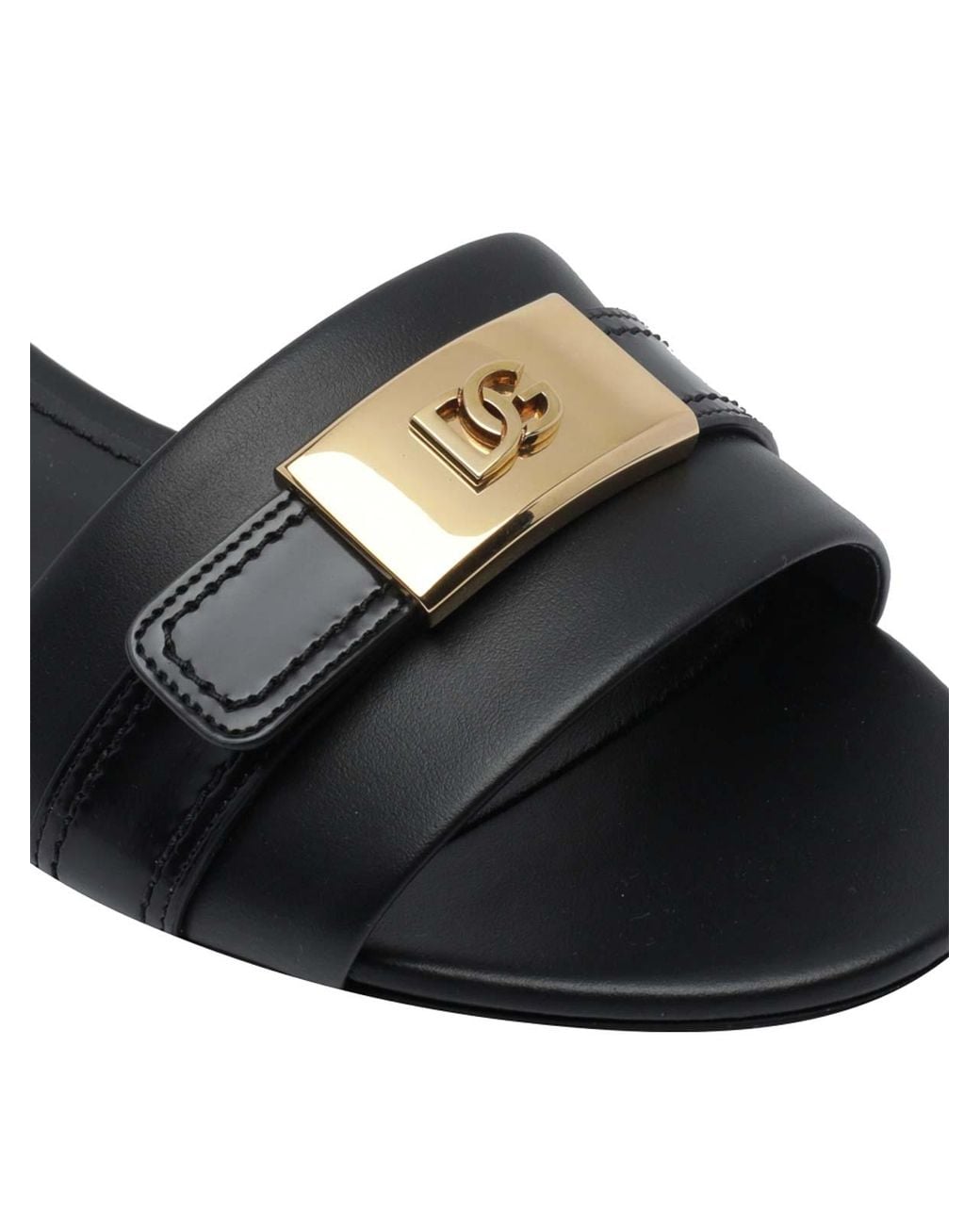 Dolce & Gabbana Black Logo Slide Sandals