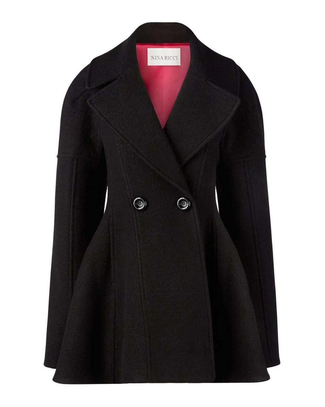 Nina Ricci Cinched Waist Coat in Black Lyst UK