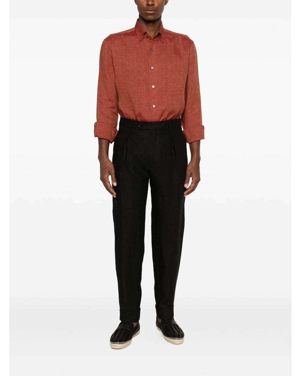 Berwich Black Chiaia Long Trousers With Pleats for men