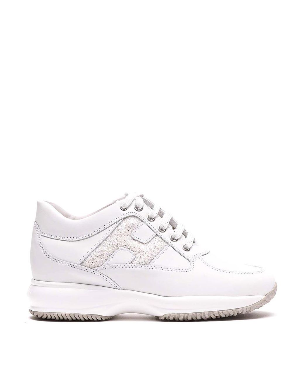 Hogan White Logo Round-Toe Sneakers