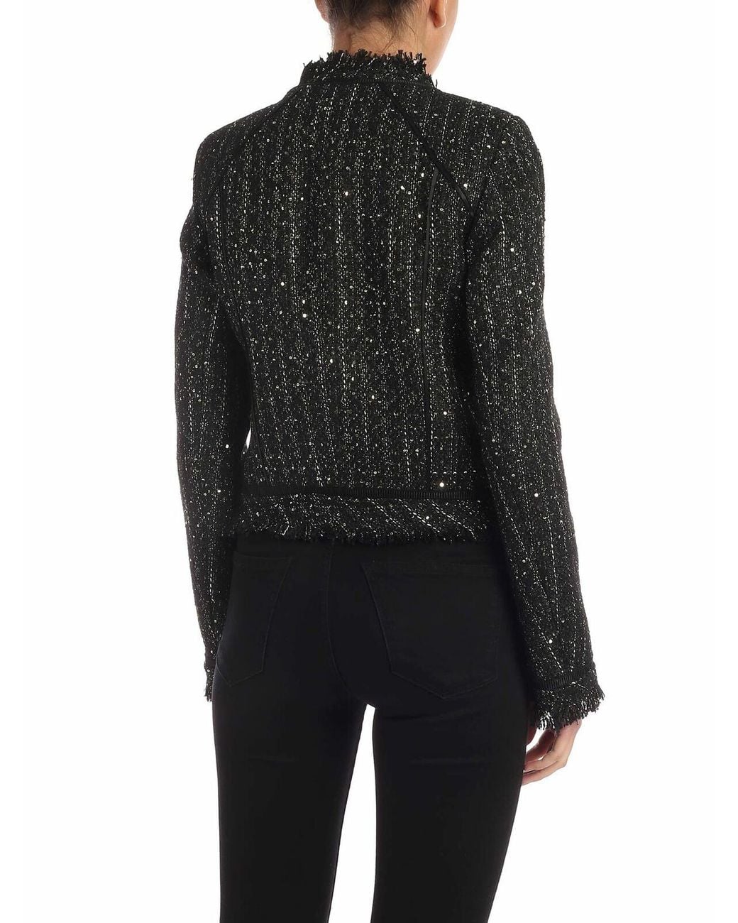Karl Lagerfeld Black Sparkle Bouclé Jacket