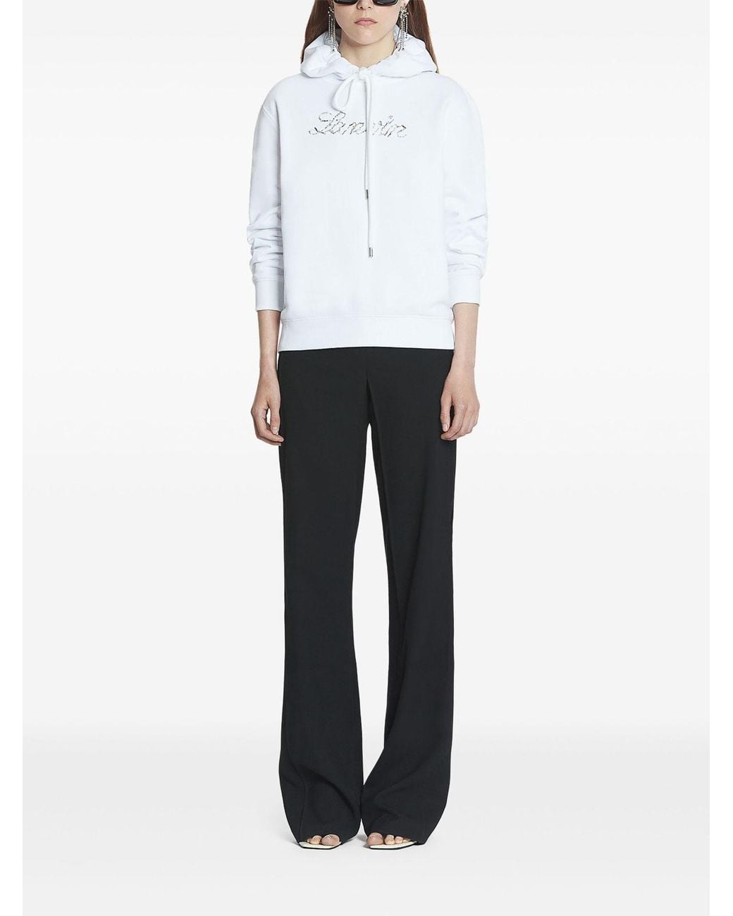 Lanvin White Hoodie Logo Manuscrit Brod