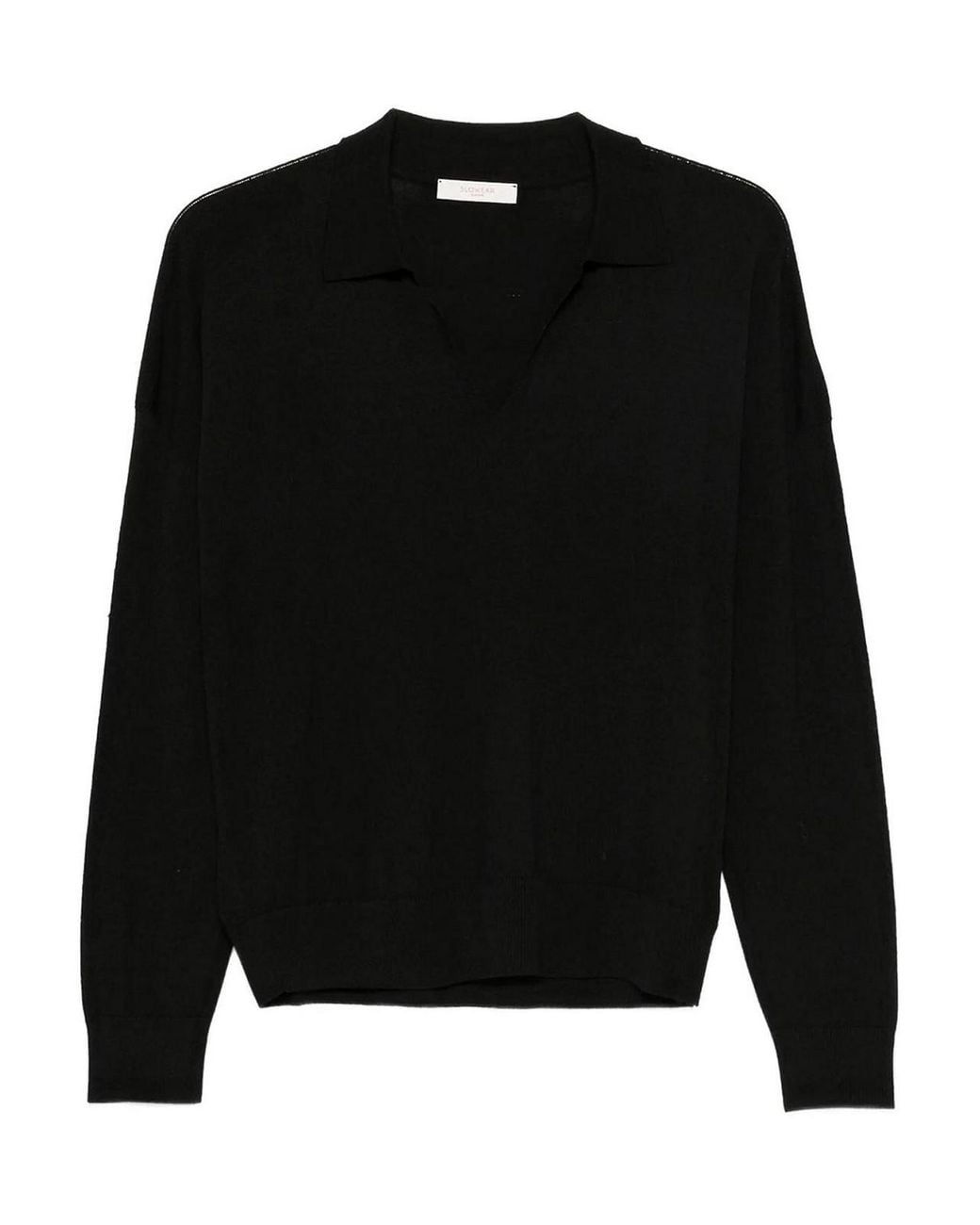 Zanone Black Wide-Fit Flexwool V-Neck Polo
