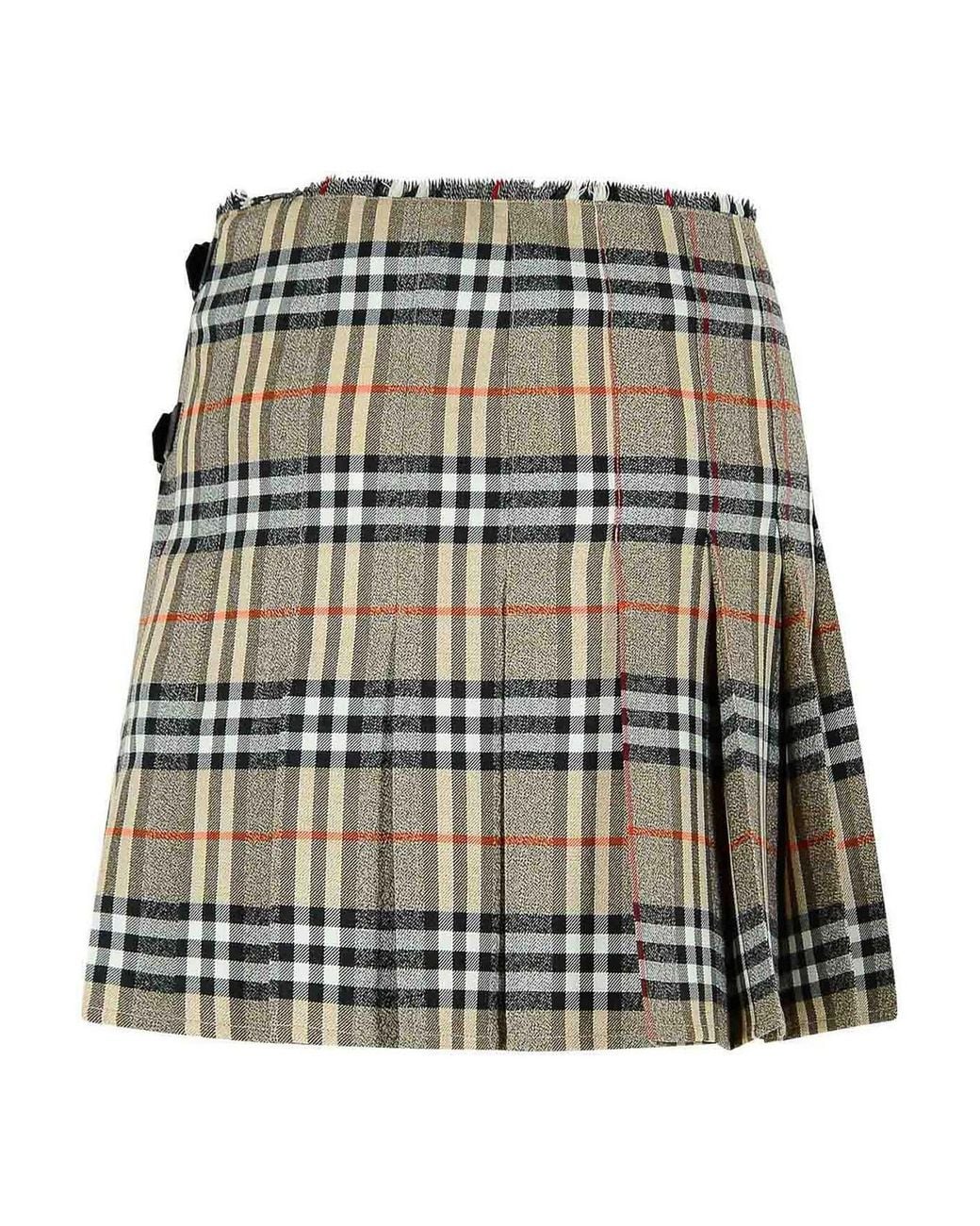 Burberry Gray Wool Mini Kilt