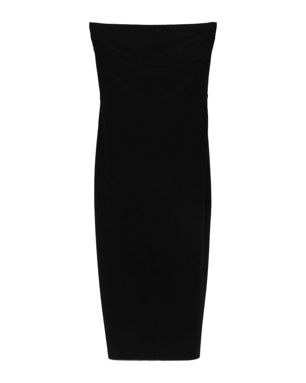 Norma Kamali Black Strapless Stretch Midi Dress