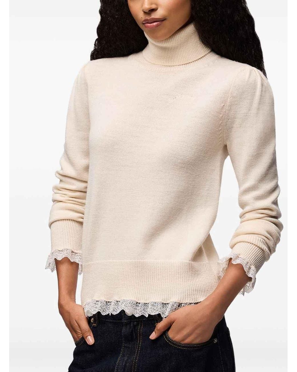 Ganni White Merino Wool Turtleneck Sweater