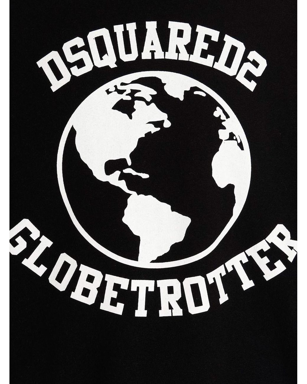 DSquared² Black Globetrotter Logo Printed Drawstring Hoodie for men