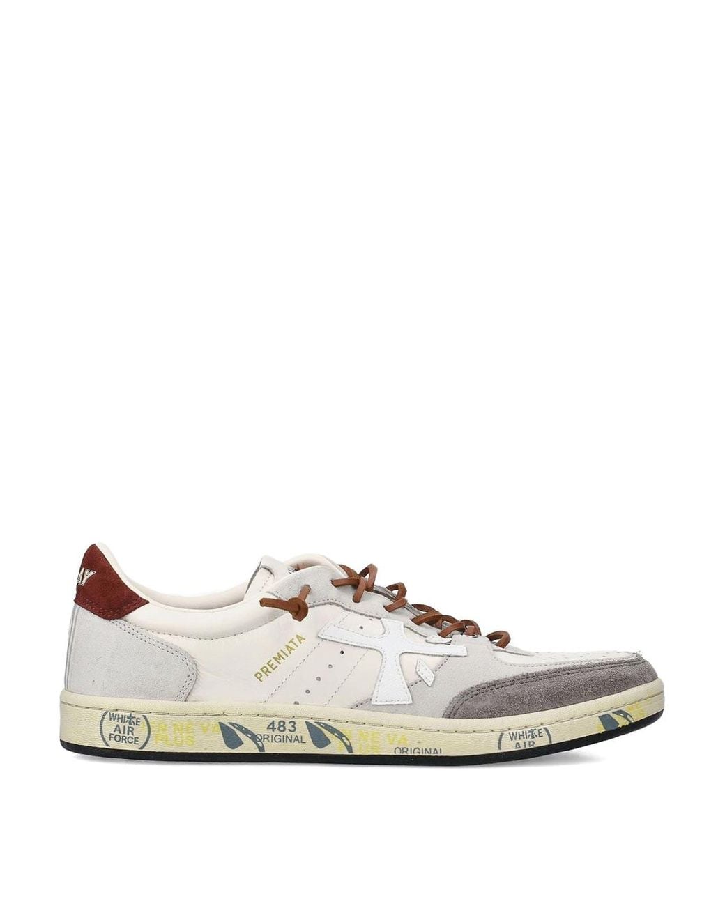Premiata White Leather Sneakers With Details for men