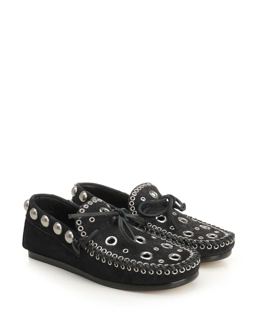 Isabel Marant Black Suede Eyelets Moccasin