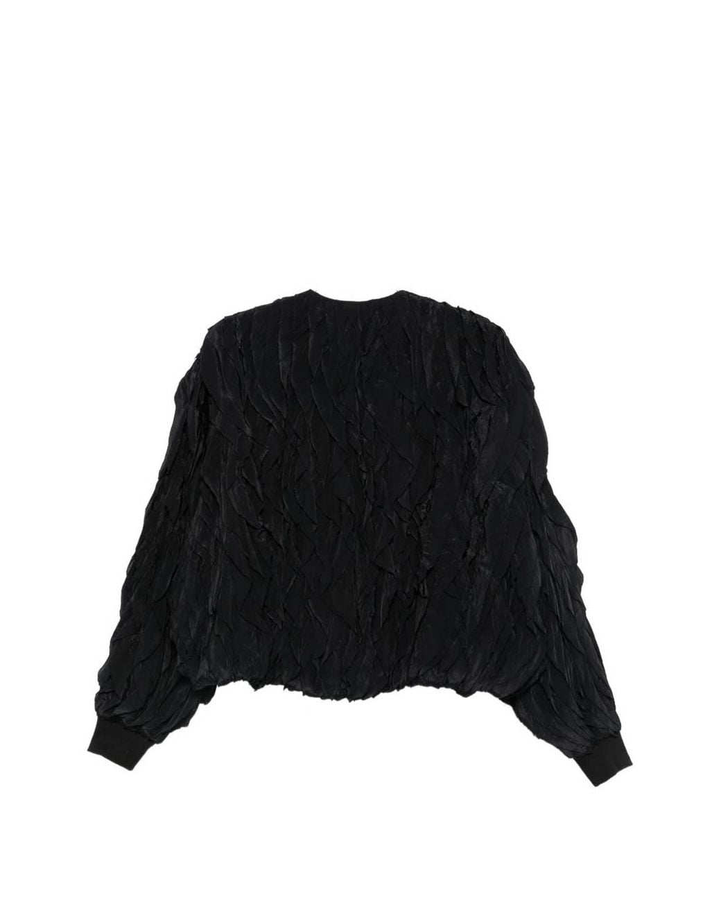 Alysi Black Ruffled Bomber Jacket