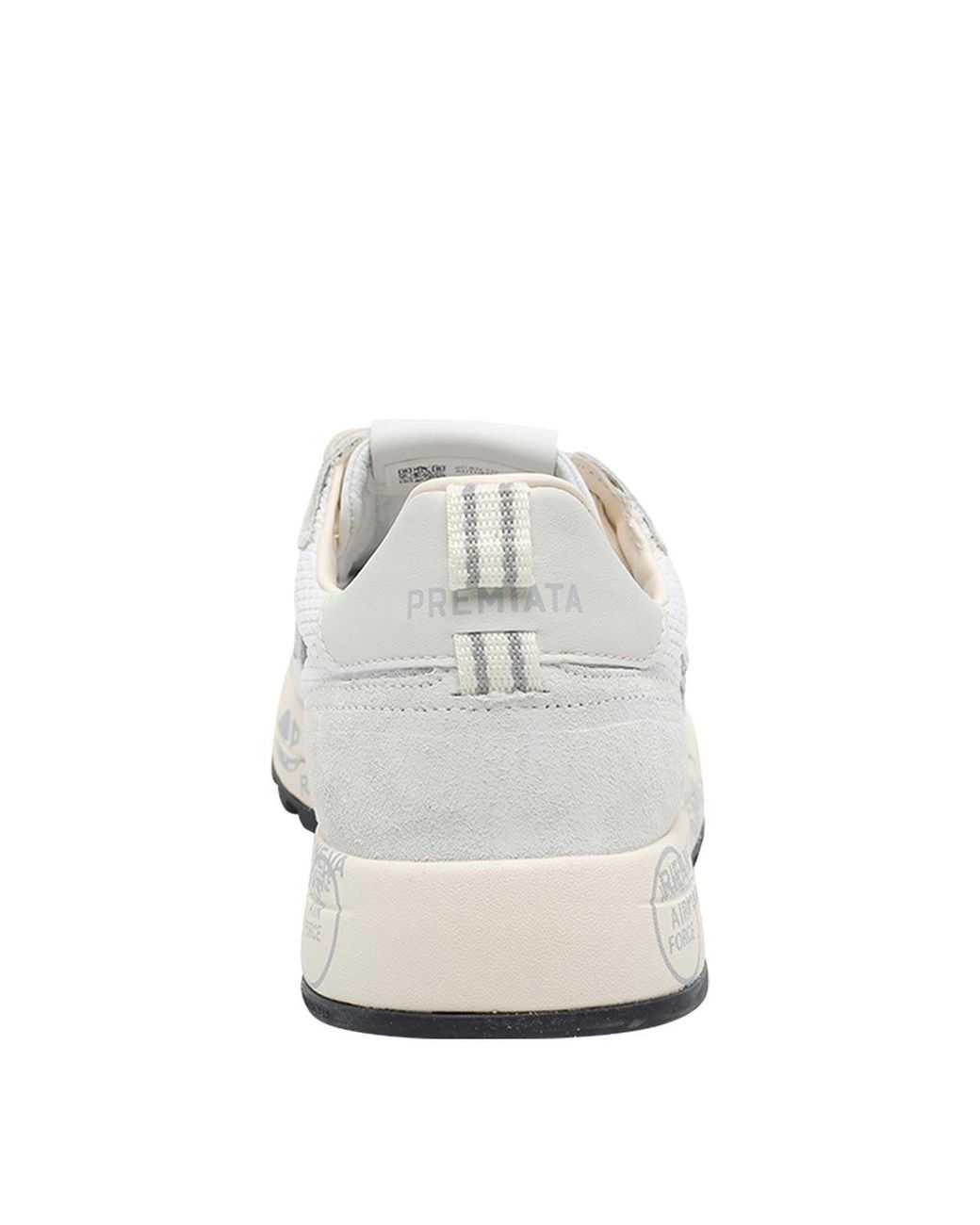 Premiata White Nous Perforated Suede Sneakers for men