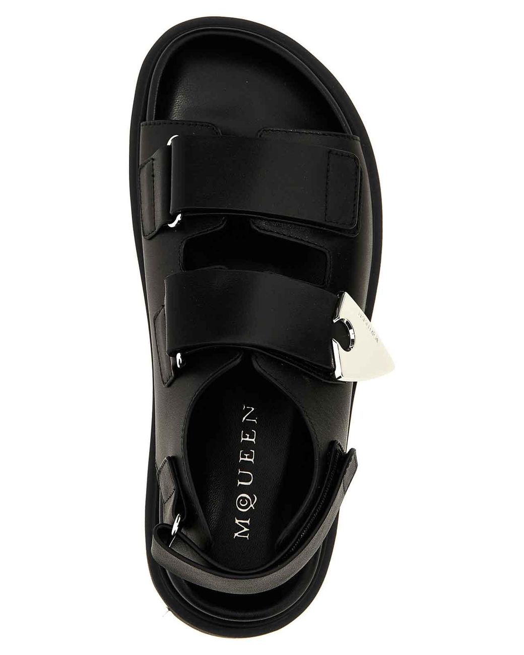 McQueen Black Leather Platform Sandals