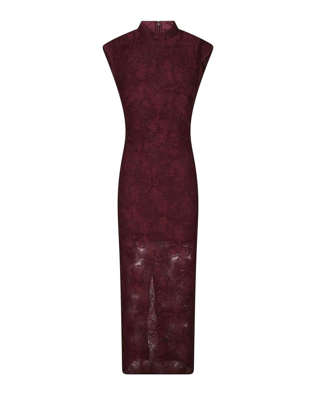 ROTATE BIRGER CHRISTENSEN Purple Flower Mesh Floral High Neck Maxi Dress