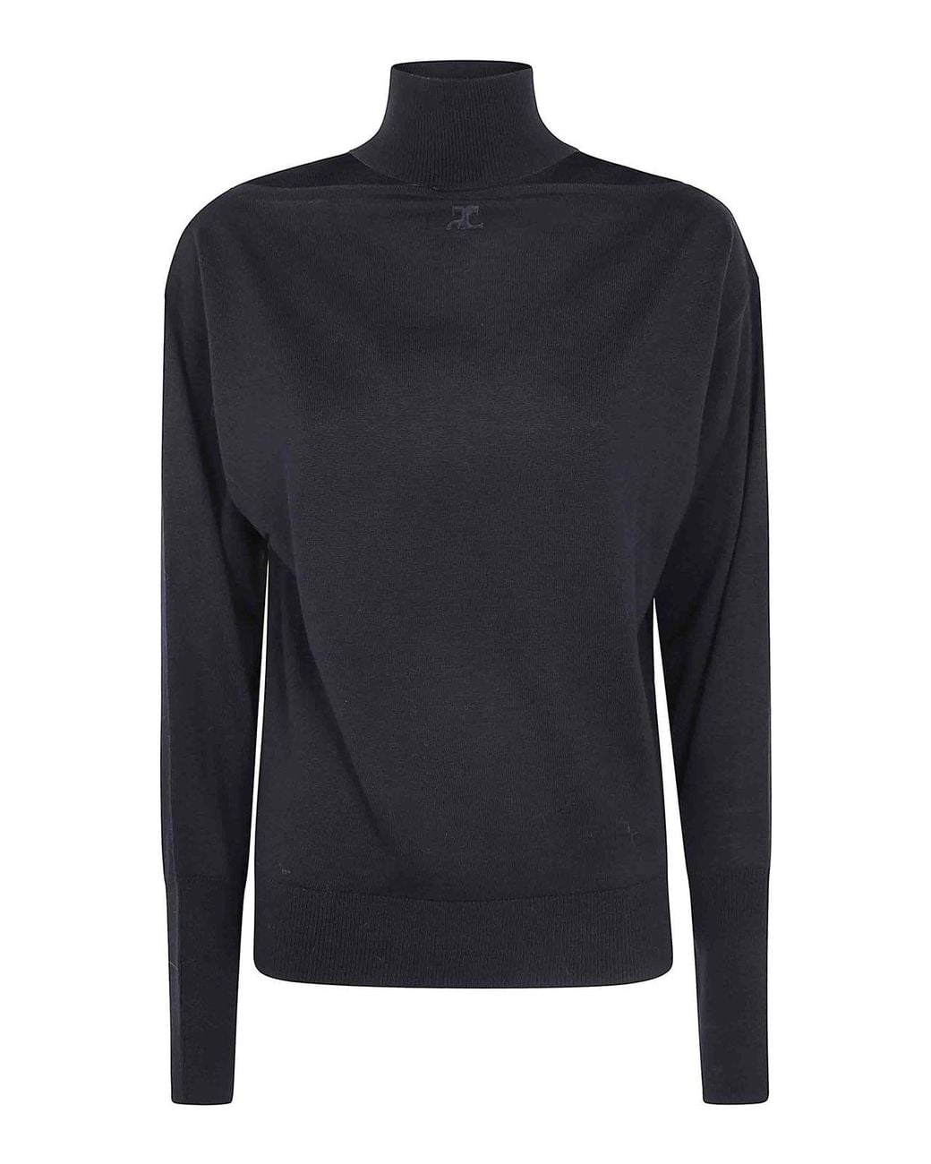 Courreges Blue Merinos Wool Cut Out Sweater
