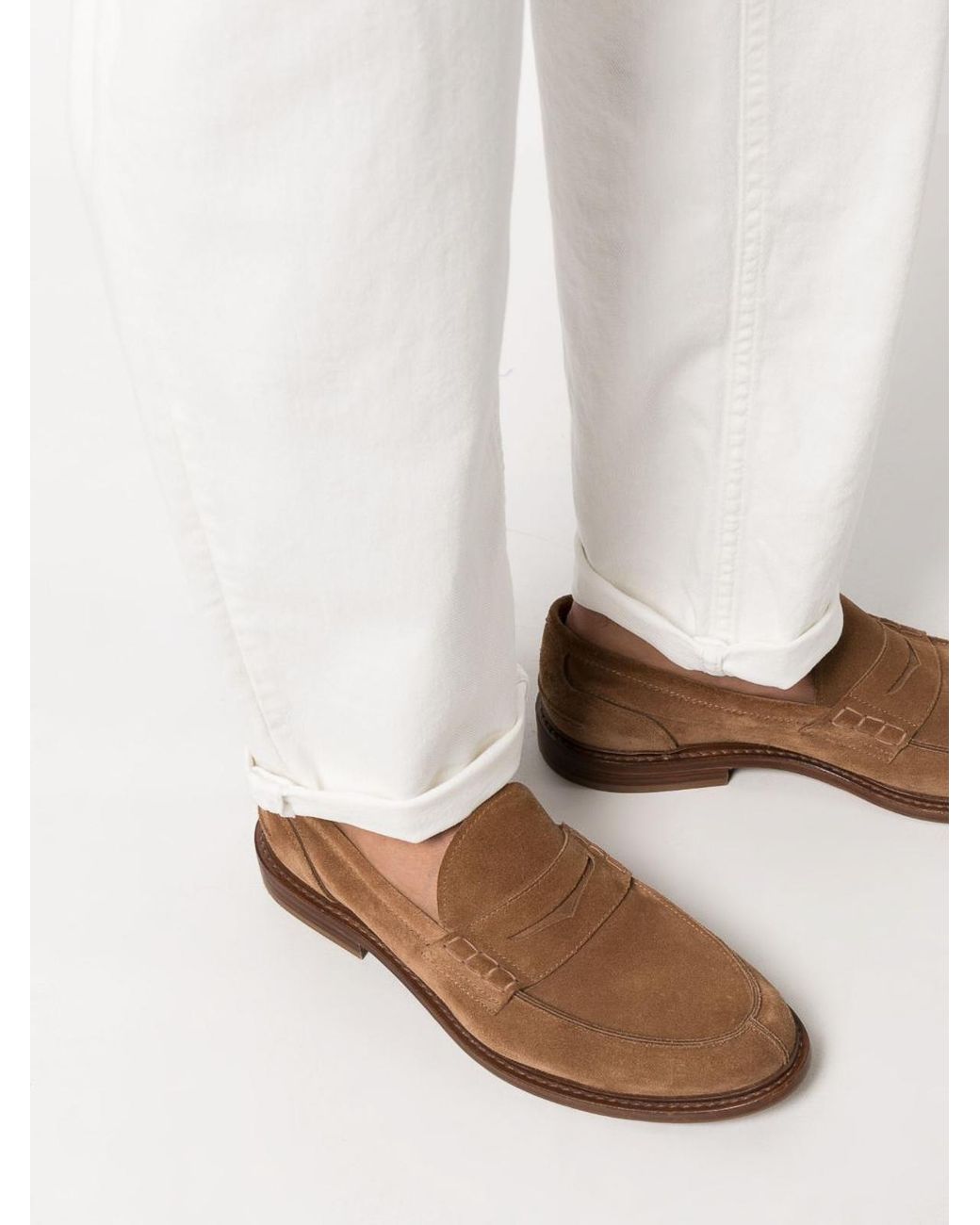 Brunello Cucinelli White Dyed Denim Pants for men