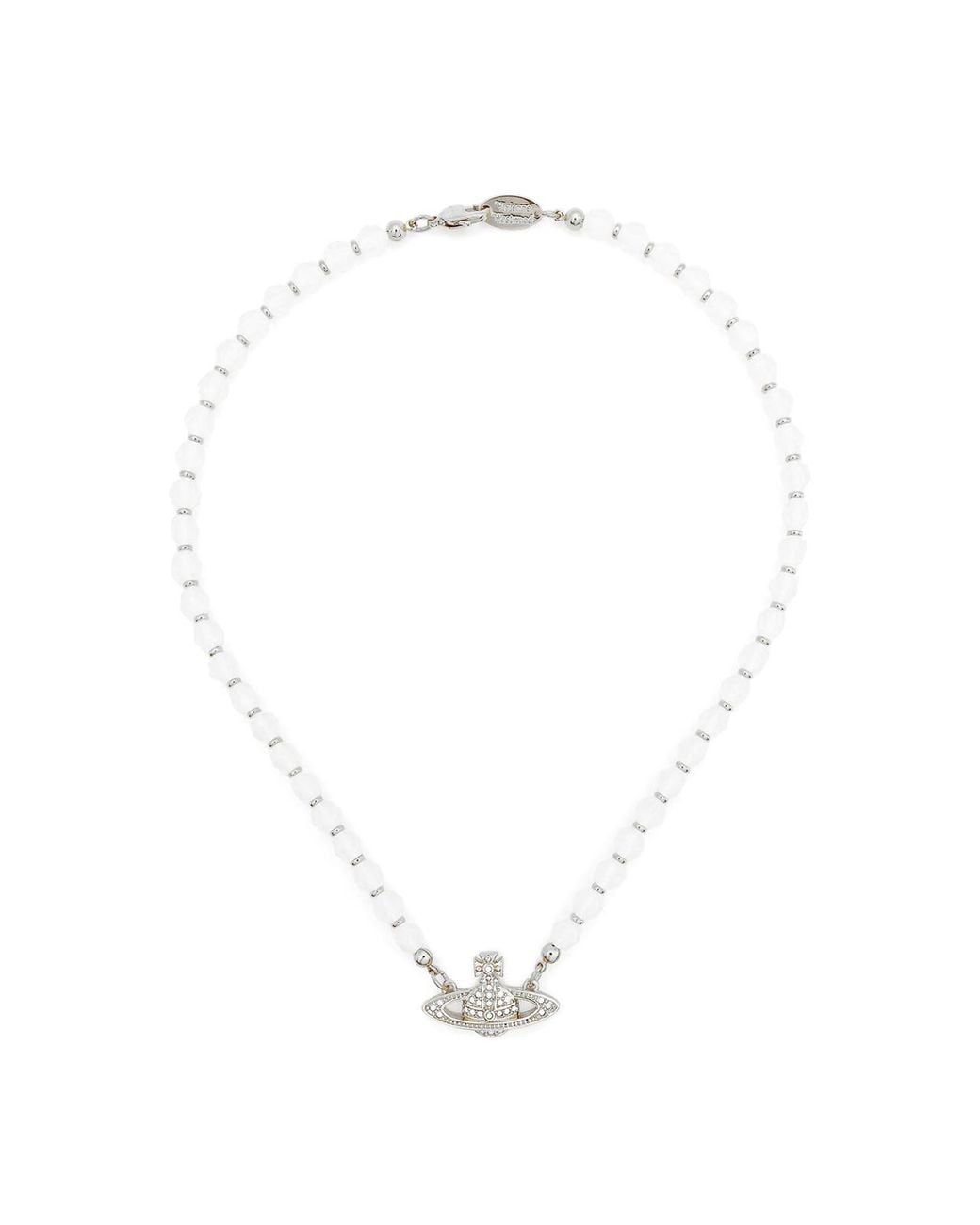 Vivienne Westwood White Mini Bas Relief Pearl Chocker