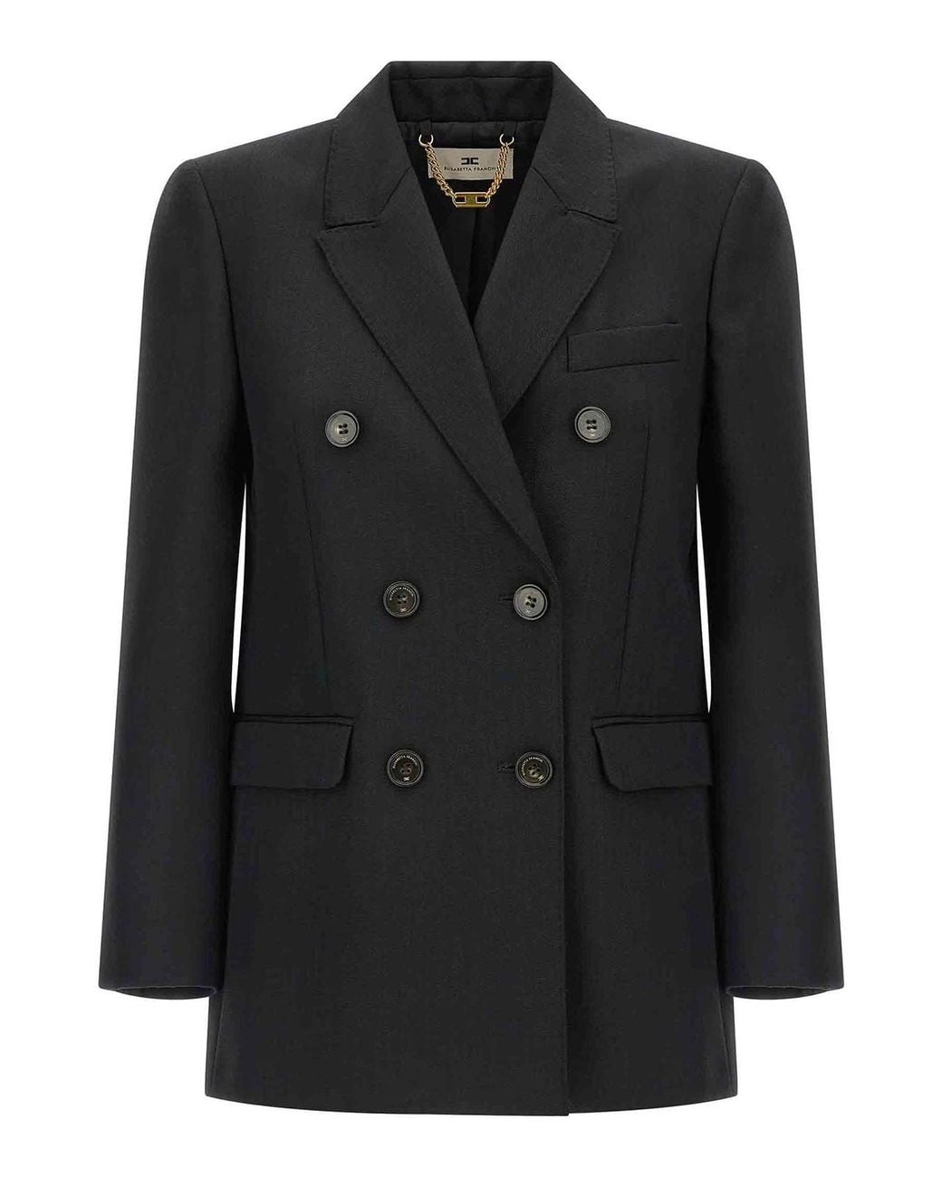 Elisabetta Franchi Black Virgin Wool Double-Breasted Blazer