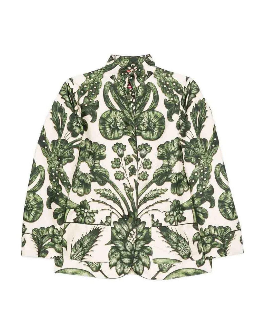 F.R.S For Restless Sleepers Green Printed Silk Shirt