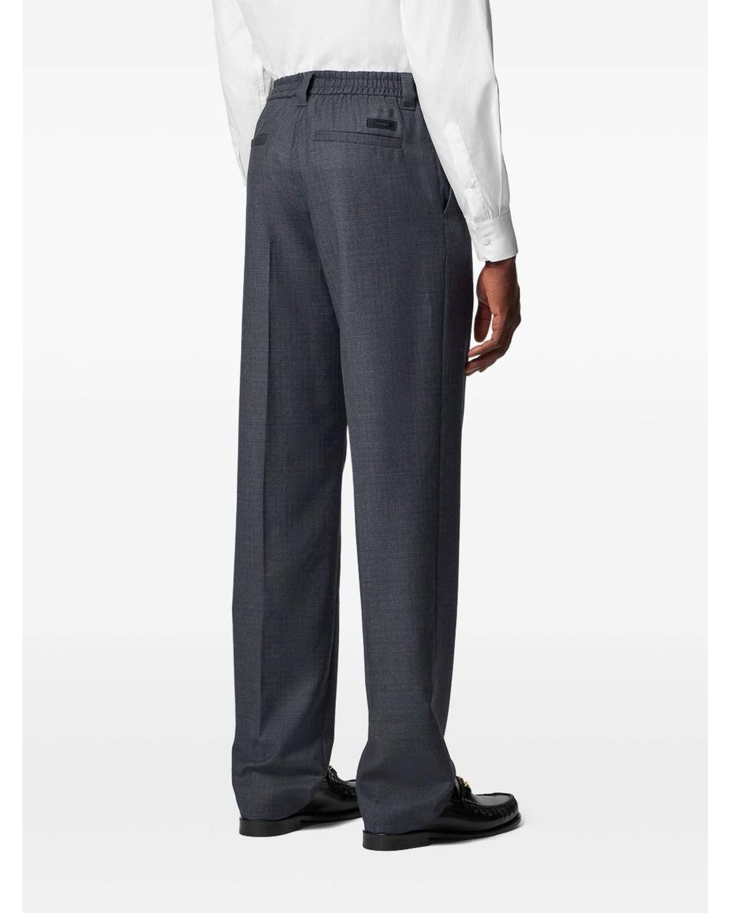 Versace Blue Micro-Checked Wool Jogger Trousers for men