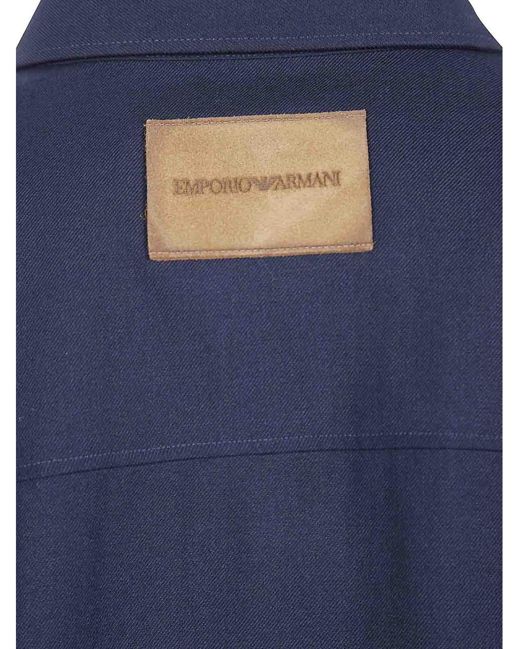 Emporio Armani Blue Chest-Pocket Shirt for men