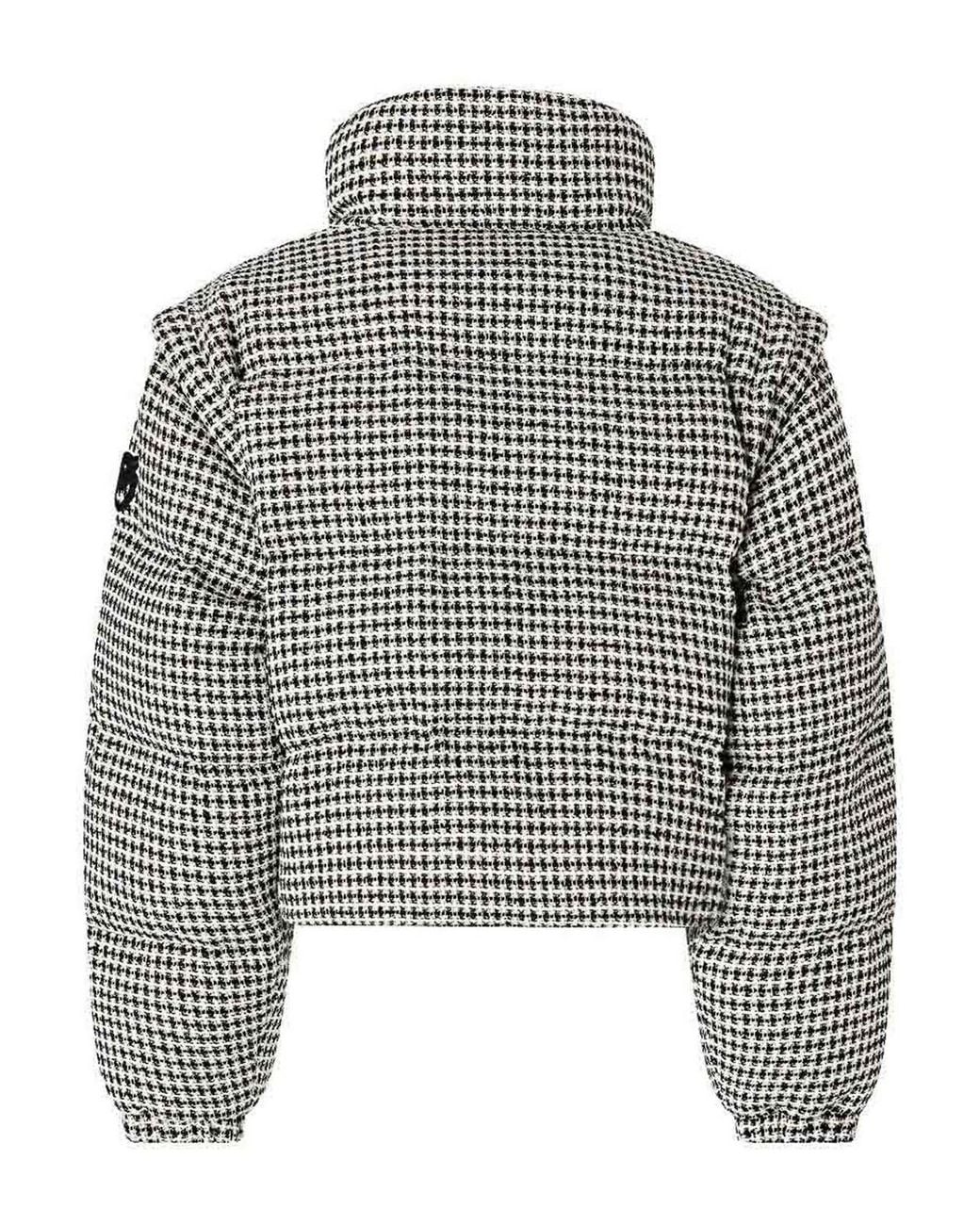 Pinko Black Tweed Down Jacket With Detachable Sleeves