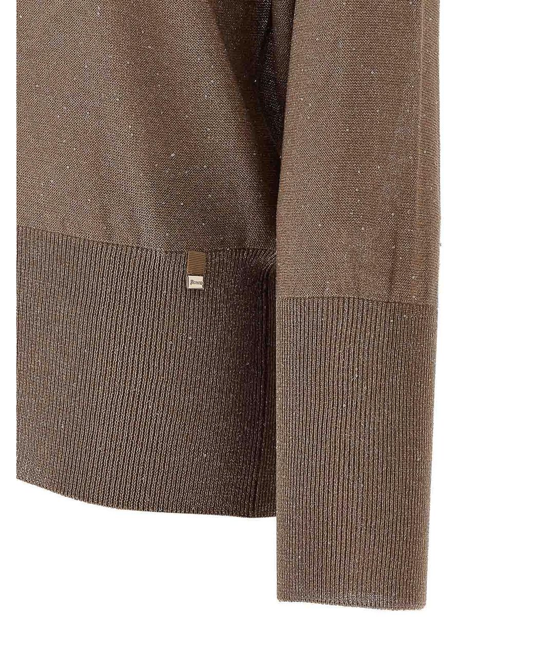 Herno Brown Lam And Sequin Yarn Sweater