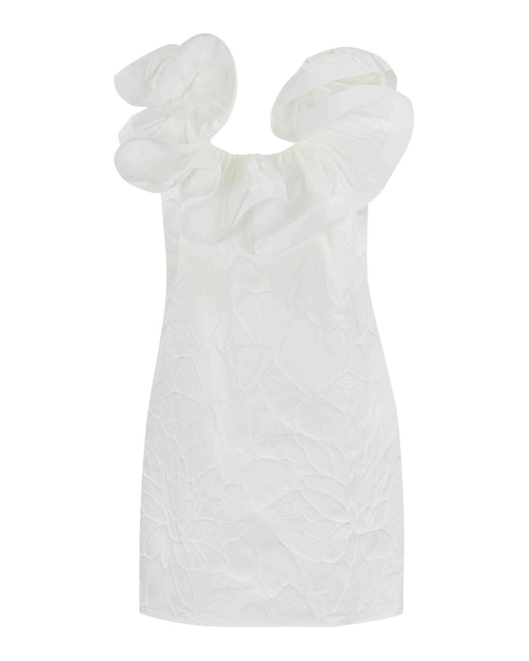ワンピース ELISABETTA FRANCHI Floral jacquard dress with ruffles ELISABETTA FRANCHI Floral jacquard dress with ruffles