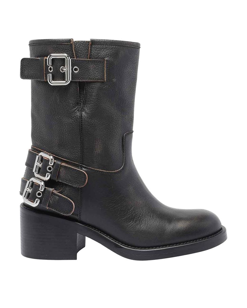 Chloé Black Dakota Buckle-Detail Boots