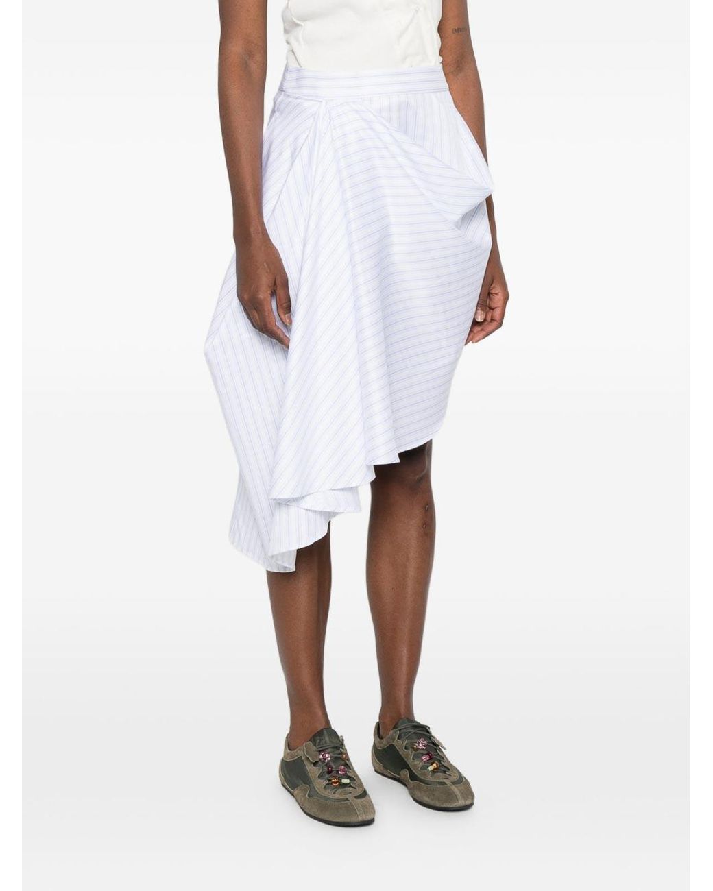 J.W. Anderson White Asymmetric Draped Skirt