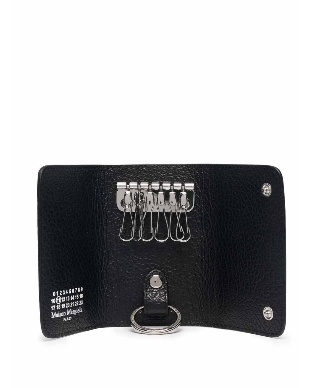 Maison Margiela Black Grained Leather Folding Keyring