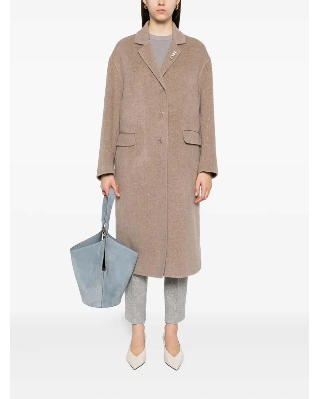 Ermanno Scervino Natural Single-Breasted Coat