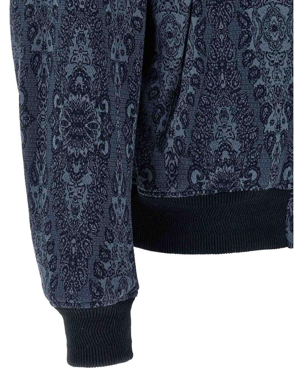 Etro Blue Jacquard Bomber Jacket for men