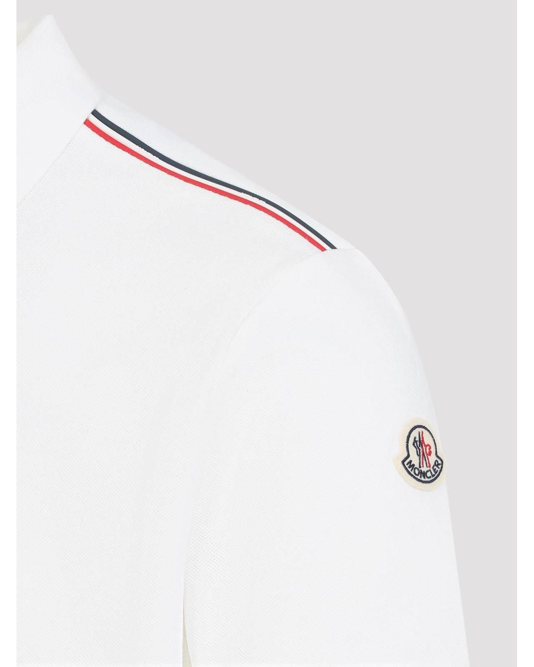 Moncler White Short Sleeves Polo for men