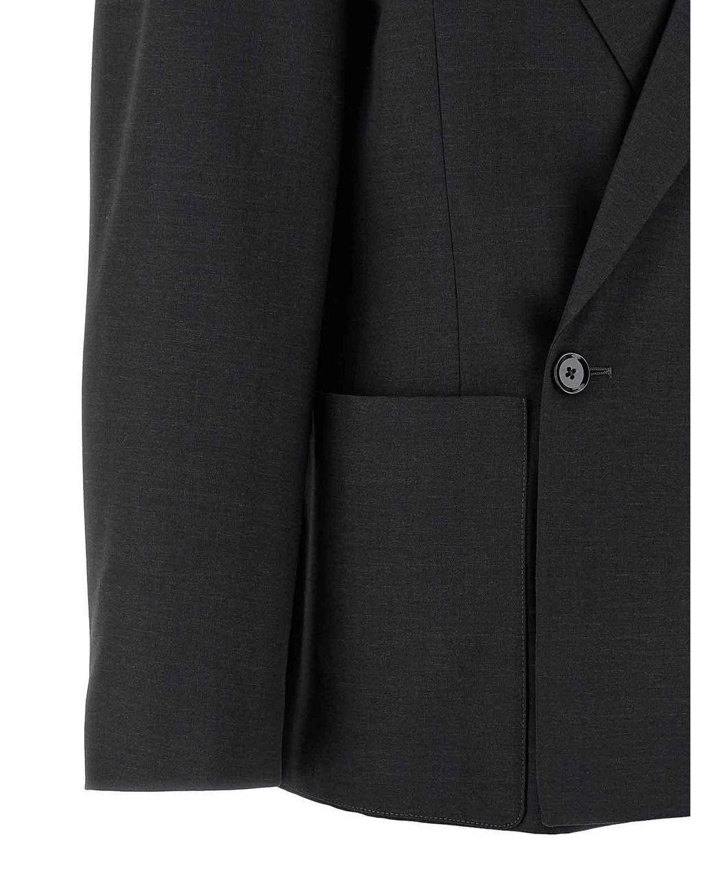 Lemaire Black Double-Breasted Tailored Blazer