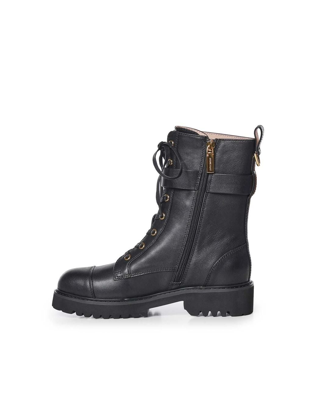 Coccinelle Black Leather Combat Boots