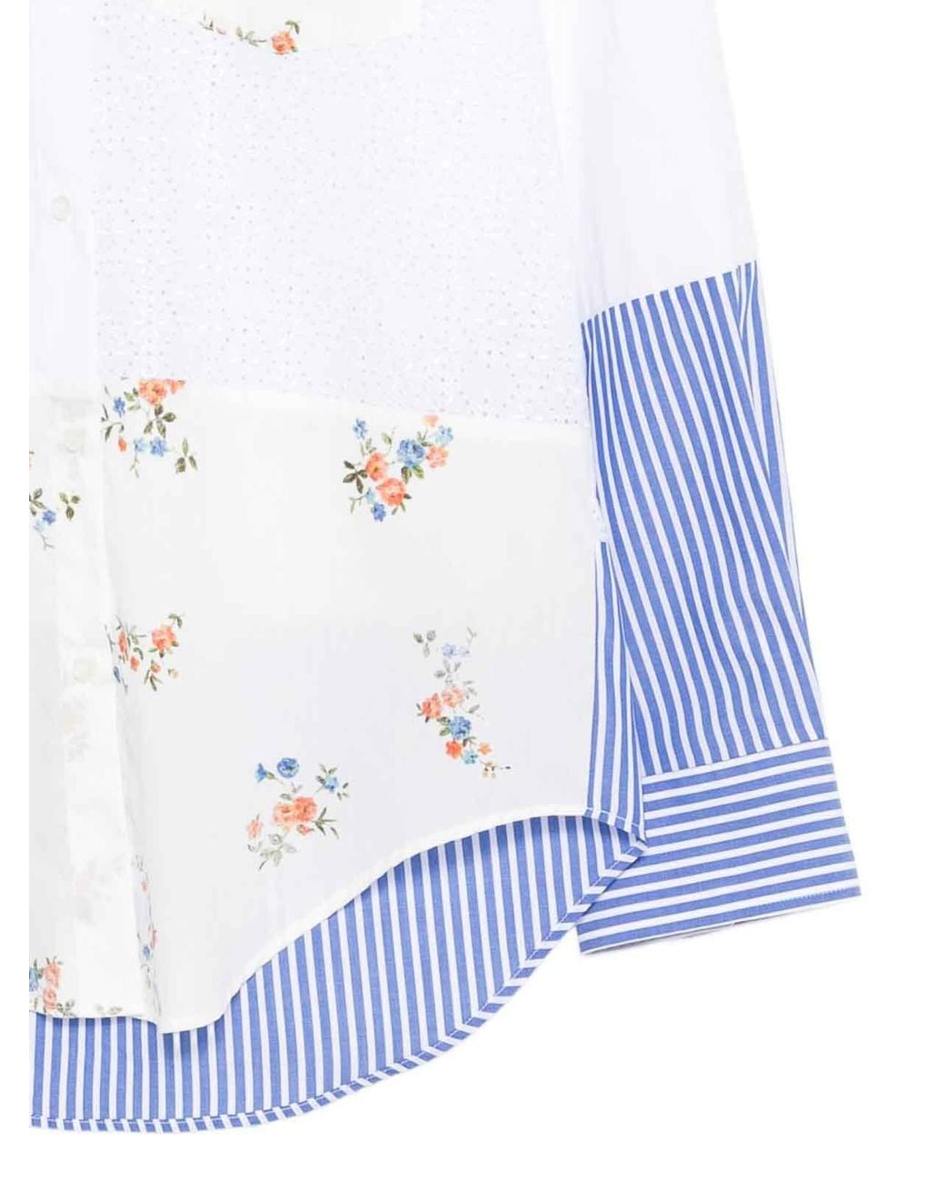 MSGM Blue Light Patchwork Poplin Shirt