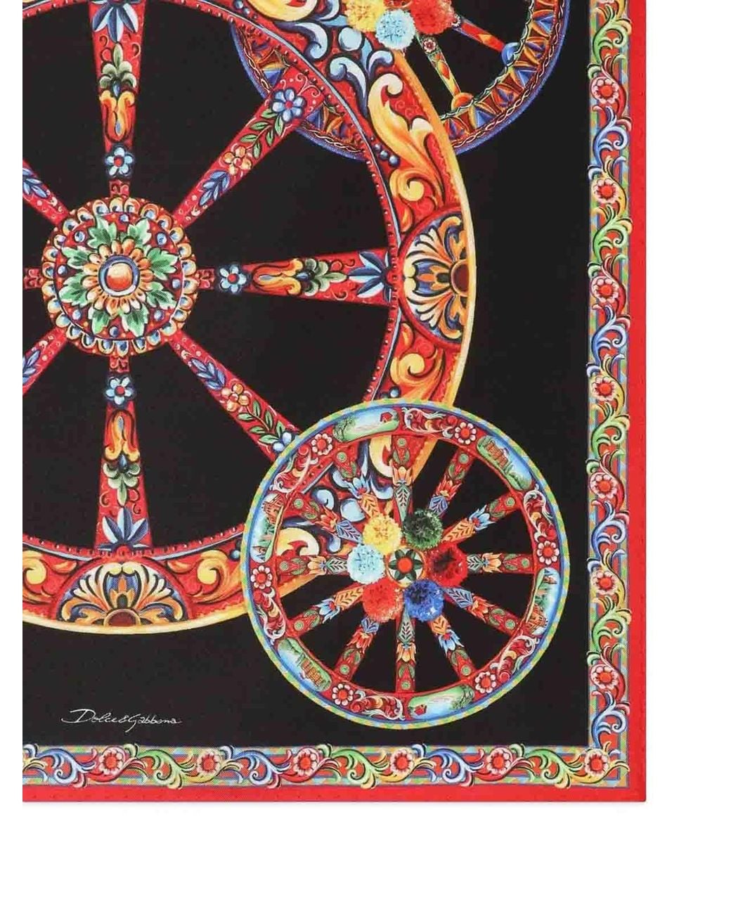 Dolce & Gabbana Black Carretto-Print Silk Twill Scarf